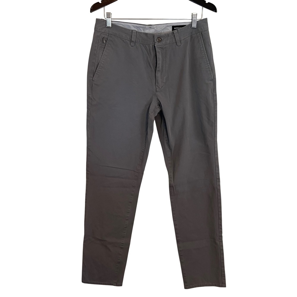 Bonobos Mens Slim Fit Chino Pants Charcoal Grey Stretch Cotton 32x34 RN128054